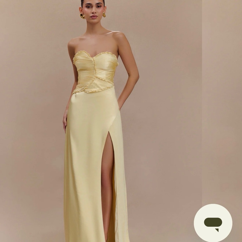 Larissa Satin Maxi Dress With Ruched Petals